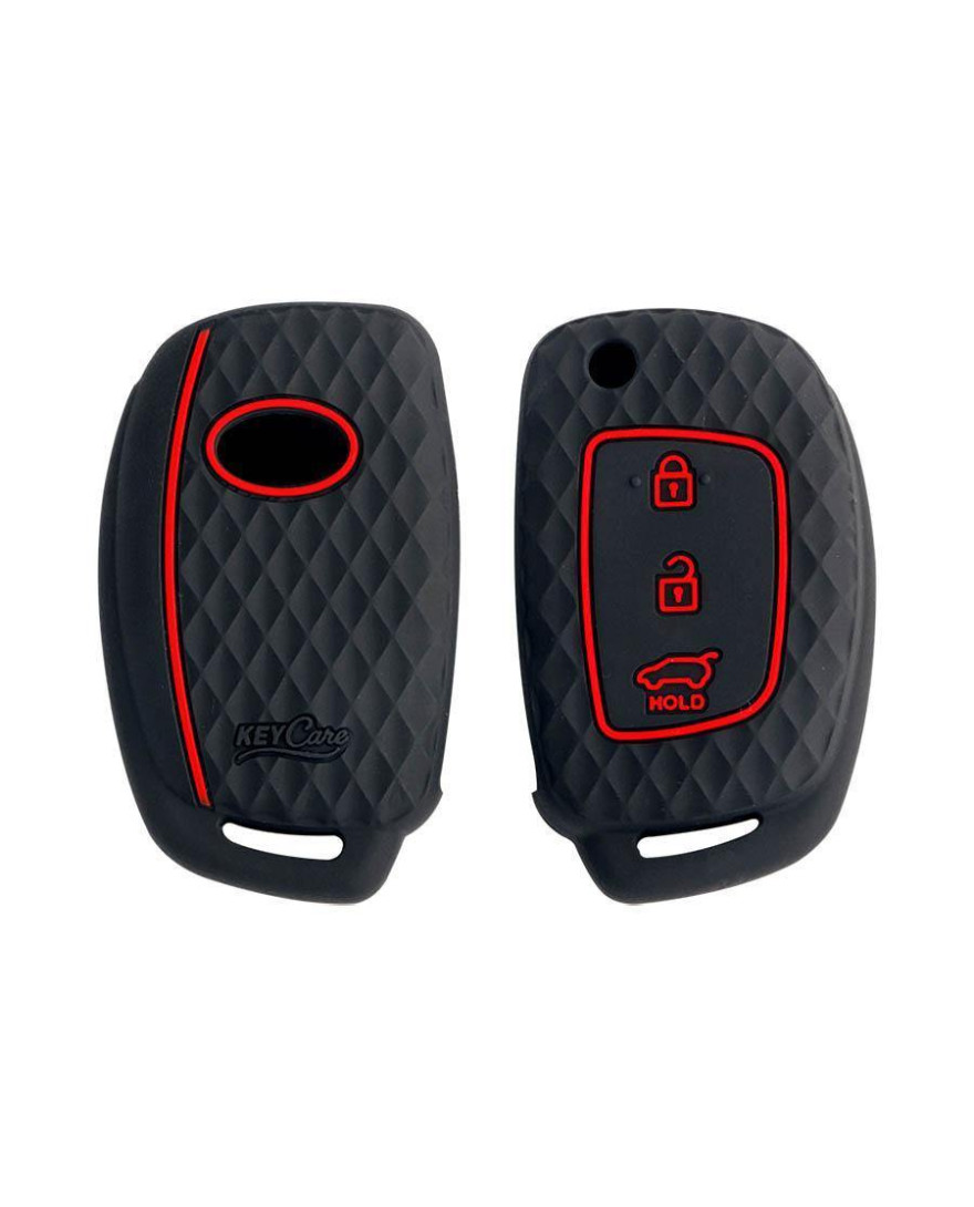 Keycare Silicon key cover fit for I20, Verna, Xcent 2012-14 flip key | KC16 | Black